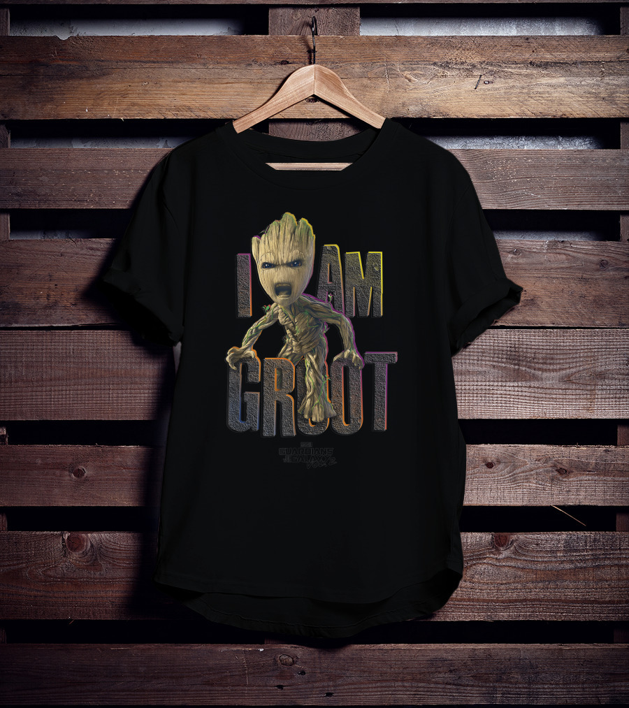 Marvel Guardians Of The Galaxy Vol.2 I AM GROOT Cute Angry T-Shirt
