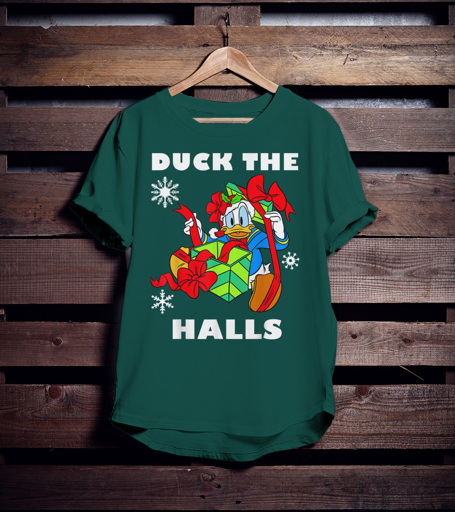 Disney Donald Duck The Halls Christmas Presents Snowflakes T-Shirt