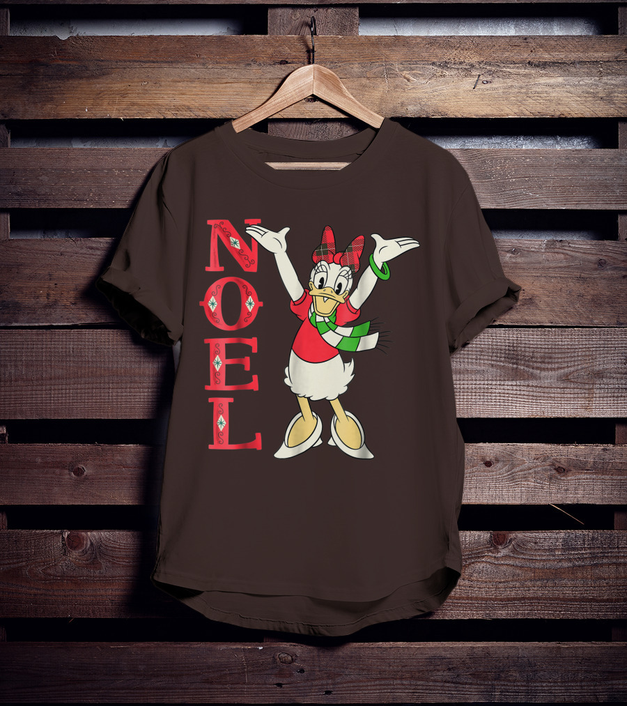 Disney Noel Holiday Vintage Daisy Duck Bow Scarf T-Shirt