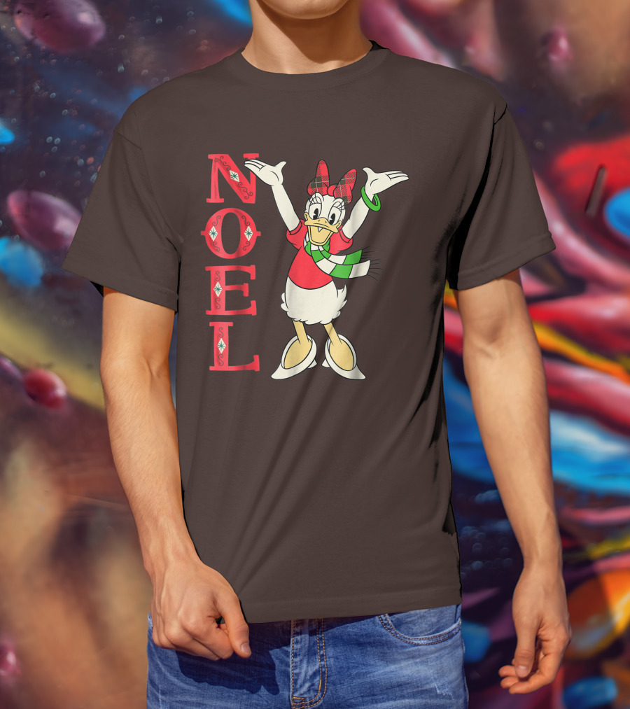 Disney Noel Holiday Vintage Daisy Duck Bow Scarf T-Shirt
