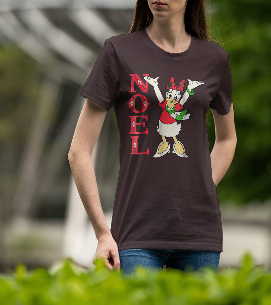Disney Noel Holiday Vintage Daisy Duck Bow Scarf T-Shirt