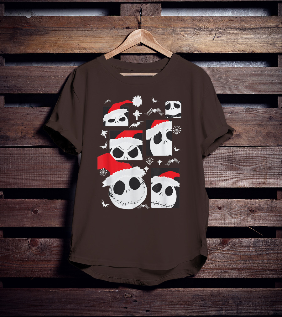 Nightmare Before Christmas Jack Skellington Faces Santa Hat Disney T-Shirt