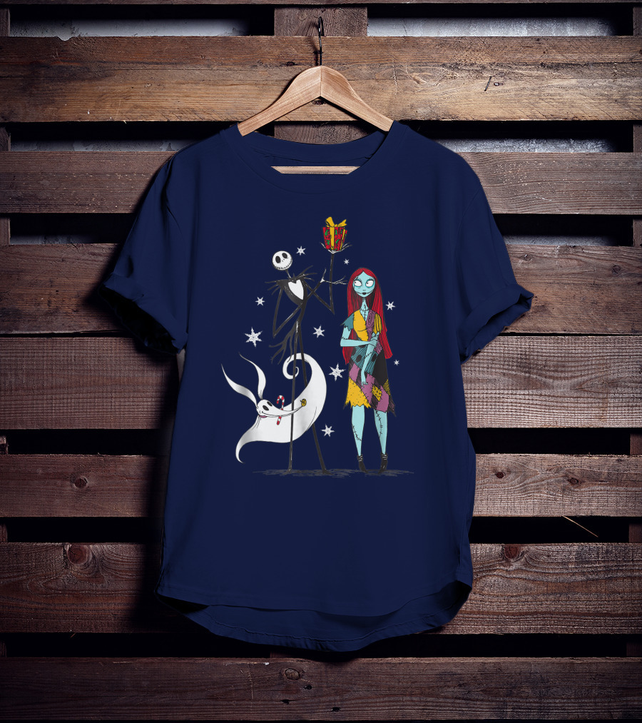 Disney The Nightmare Before Christmas Jack Skellington And Sally With Zero T-Shirt