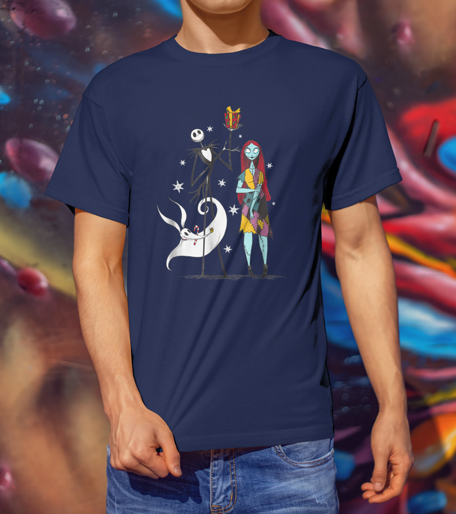 Disney The Nightmare Before Christmas Jack Skellington And Sally With Zero T-Shirt