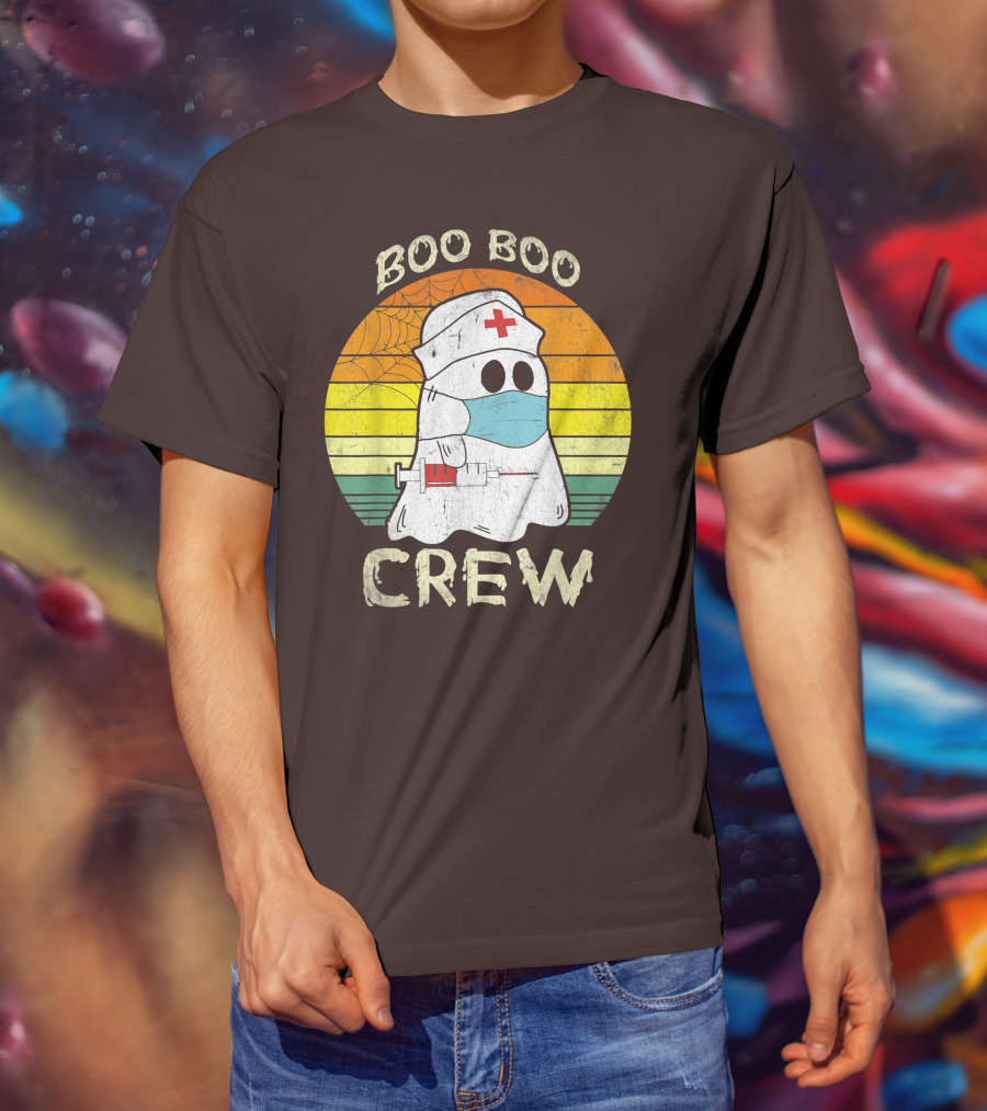 Boo Boo Crew Ghost Nurse With Mask And Syringe T-Shirt