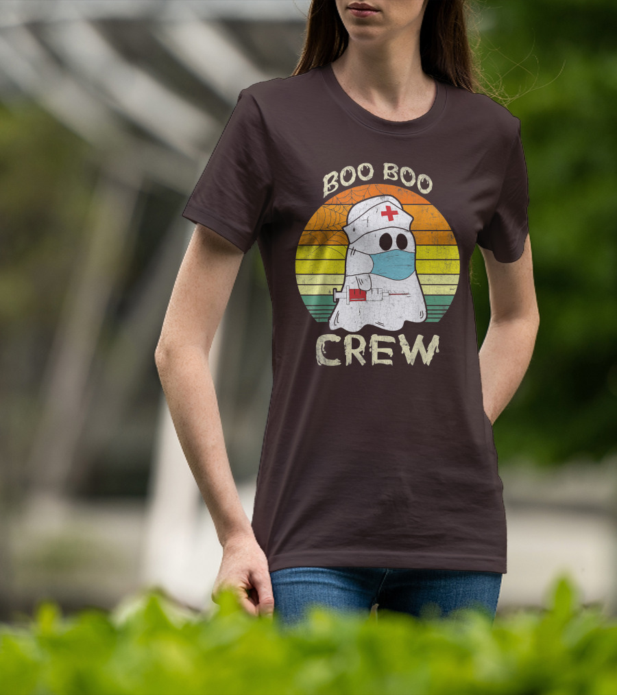 Boo Boo Crew Ghost Nurse With Mask And Syringe T-Shirt