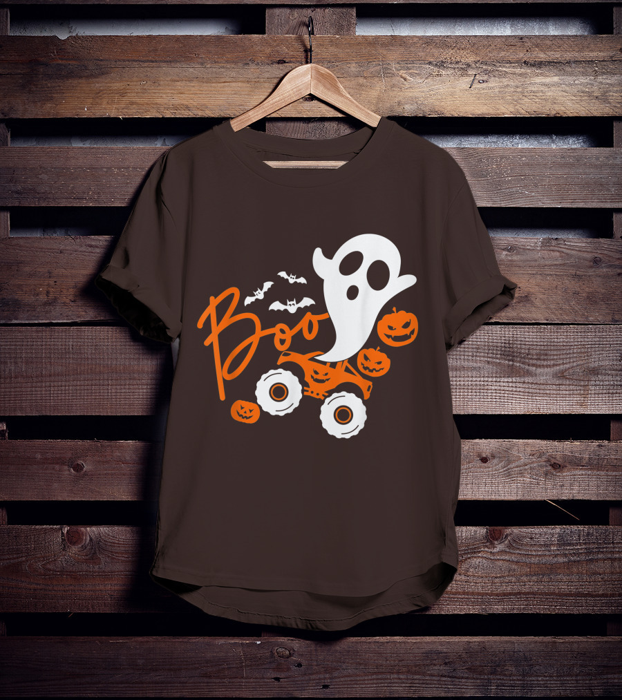 Boo Ghost Monster Truck Halloween Pumpkin Bats T-Shirt
