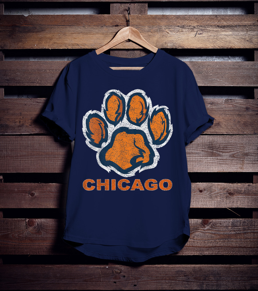 Chicago Bear Paw Orange Vintage Football T-Shirt