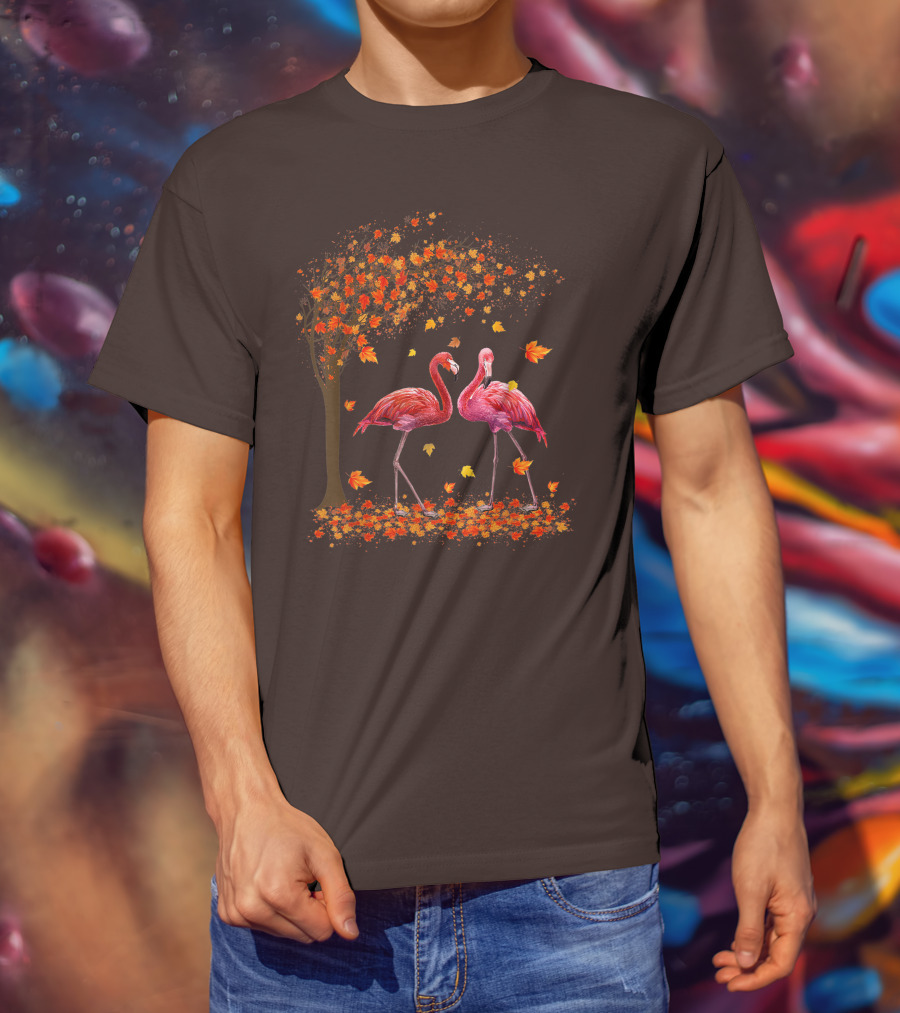 It's Fall Y'all Flamingo Autumn Leaves And Pink Flamingos T-Shirt