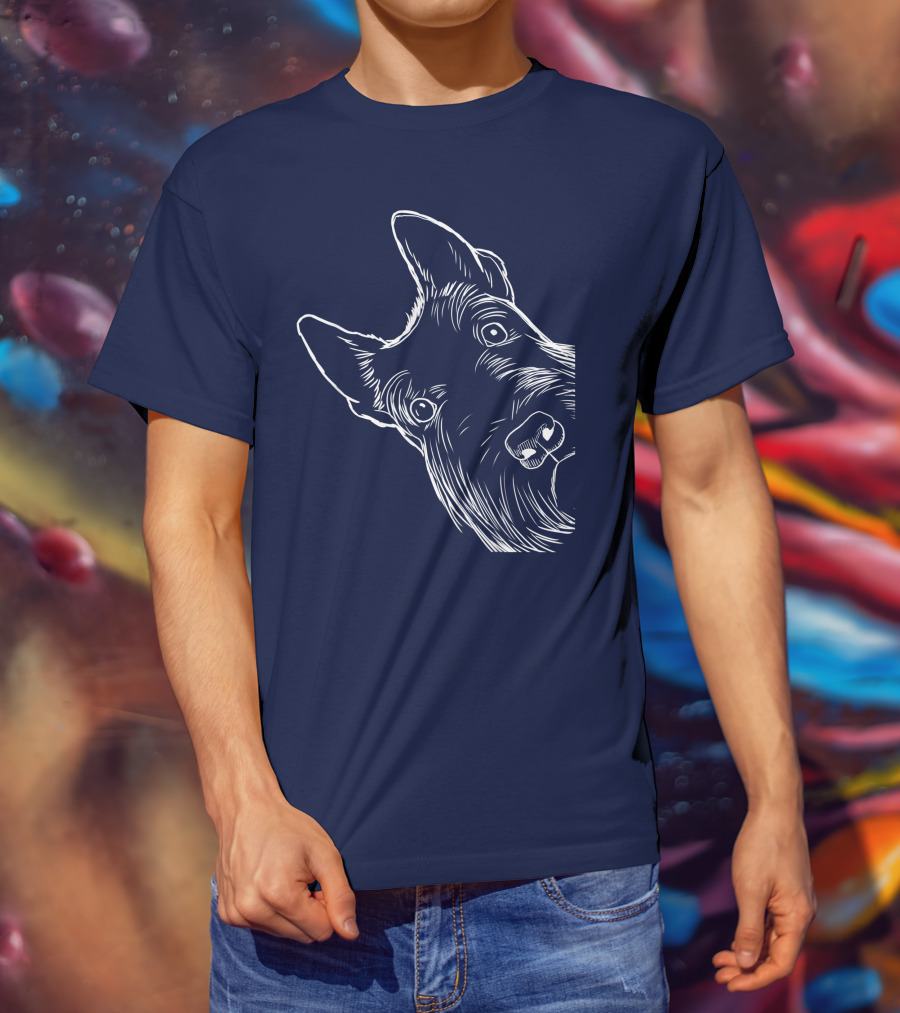 Funny Scottish Terrier Scottie Dog Peeking T-Shirt