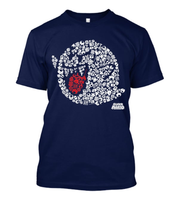Super Mario Boo Icon With Game Elements T-Shirt