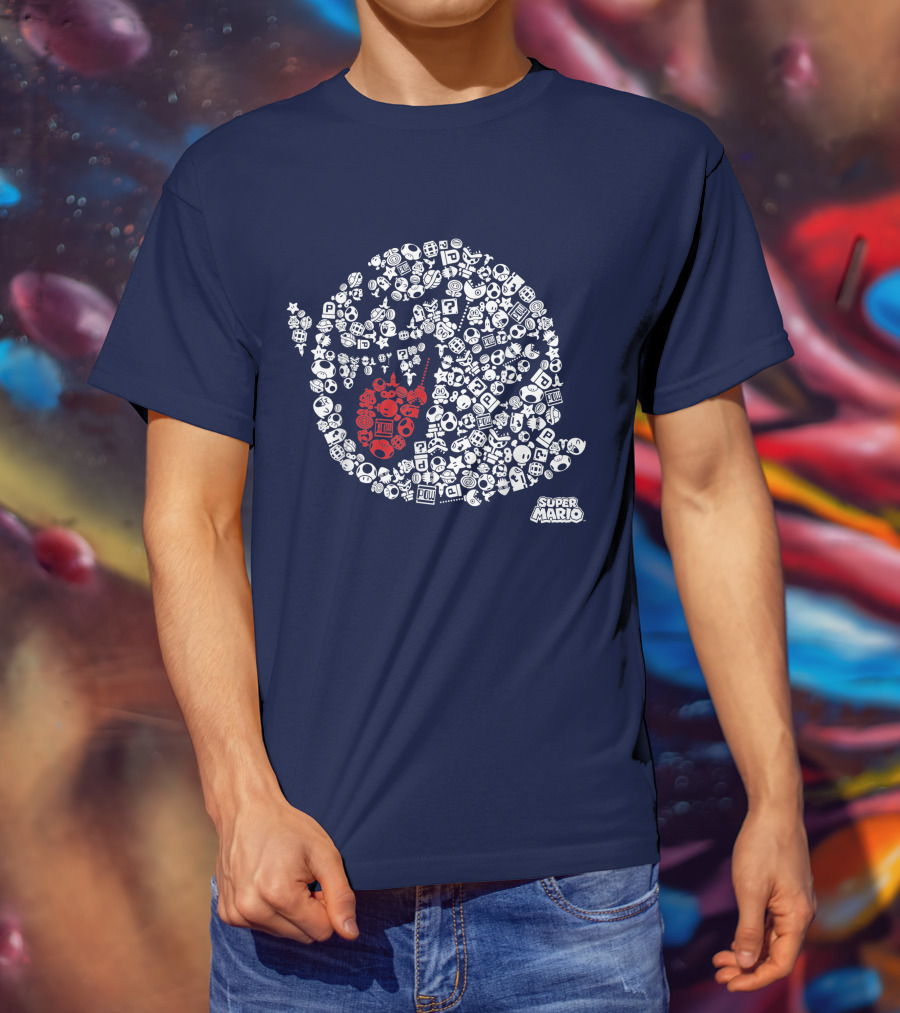 Super Mario Boo Icon With Game Elements T-Shirt