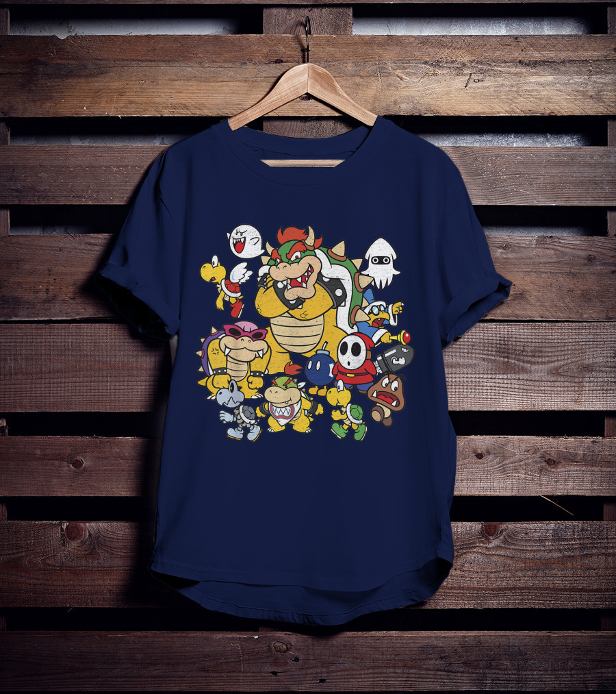 Super Mario Bowser And Classic Enemy Characters Group T-Shirt
