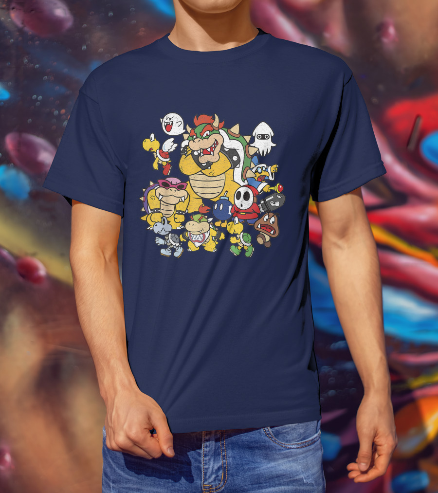 Super Mario Bowser And Classic Enemy Characters Group T-Shirt