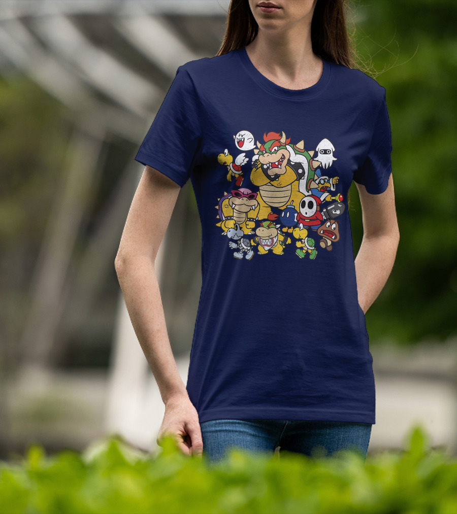 Super Mario Bowser And Classic Enemy Characters Group T-Shirt