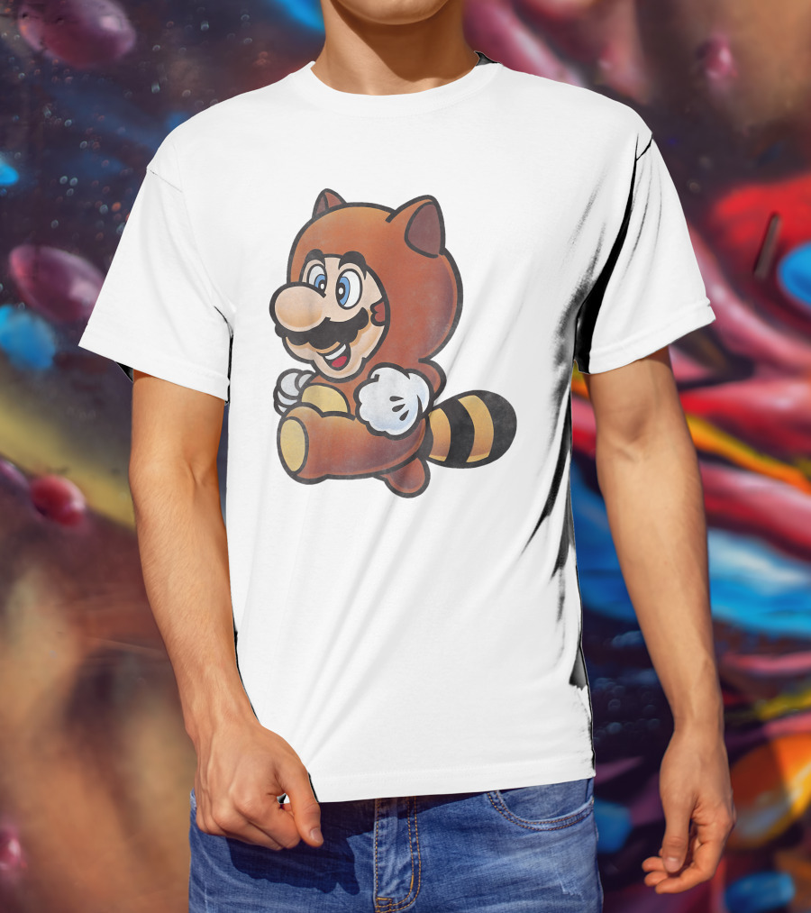 Super Mario Bros Tanooki Mario Power-Up Suit Character T-Shirt