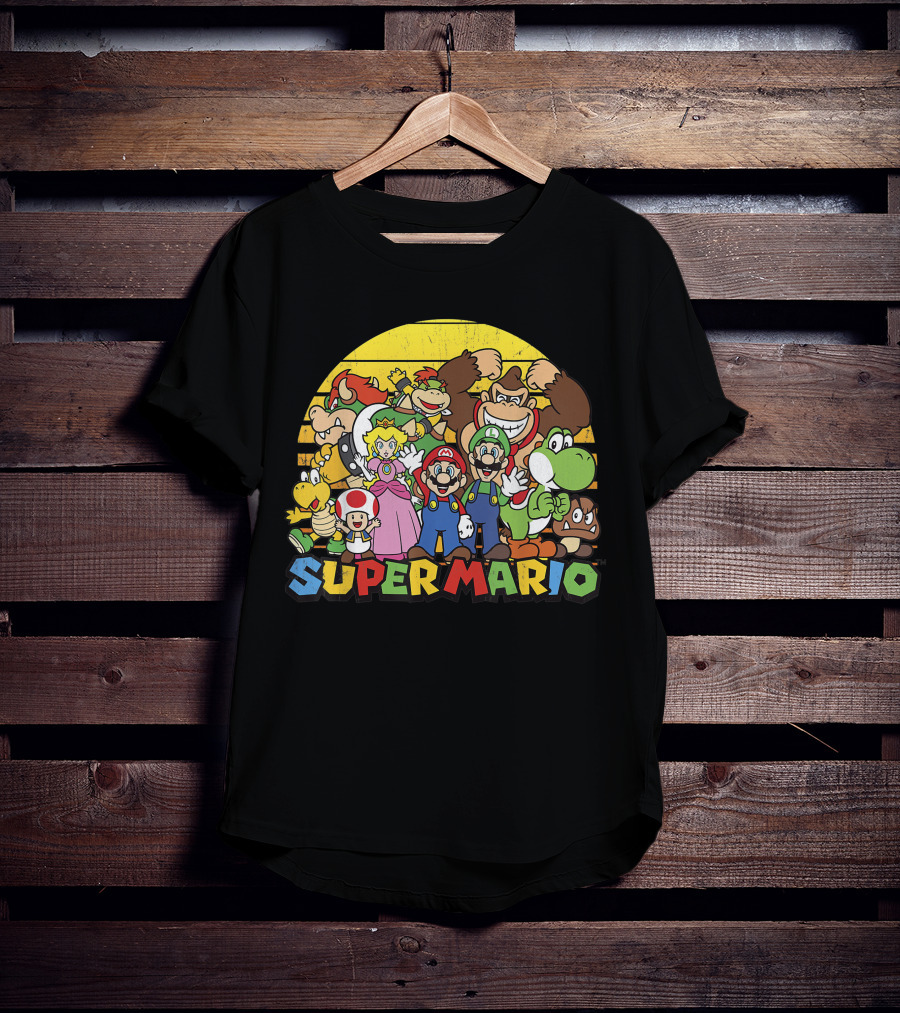 Super Mario Group Characters With Mario, Luigi, Princess Peach, Yoshi, Bowser, And Donkey Kong T-Shirt