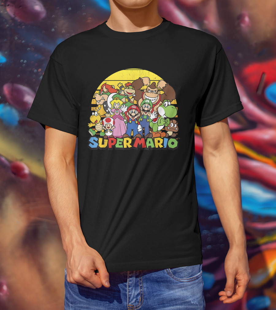 Super Mario Group Characters With Mario, Luigi, Princess Peach, Yoshi, Bowser, And Donkey Kong T-Shirt