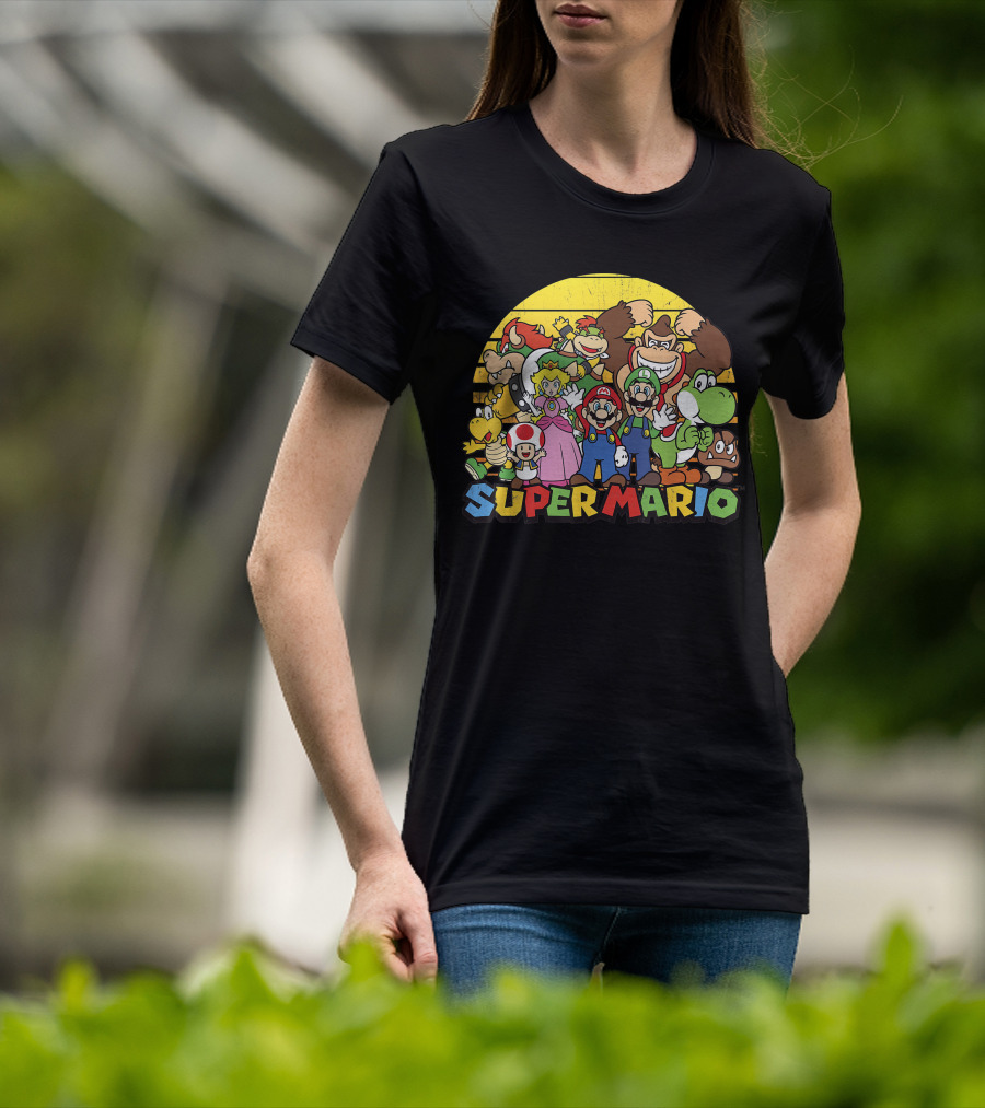 Super Mario Group Characters With Mario, Luigi, Princess Peach, Yoshi, Bowser, And Donkey Kong T-Shirt