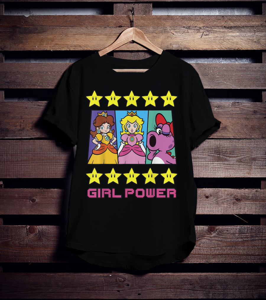 Super Mario Daisy Peach Birdo Girl Power Star Icons T-Shirt