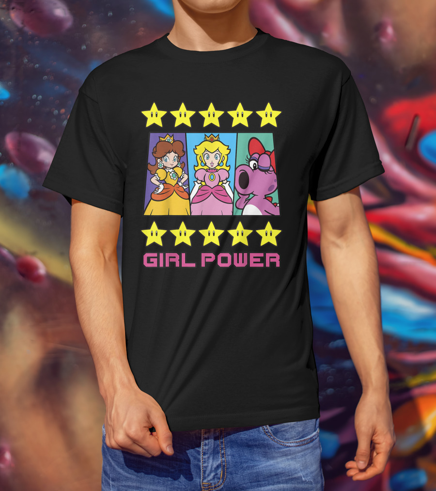 Super Mario Daisy Peach Birdo Girl Power Star Icons T-Shirt