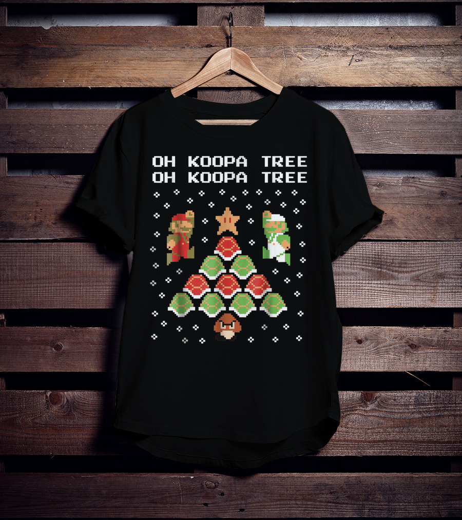Oh Koopa Tree Mario Goomba Christmas Pixel T-Shirt