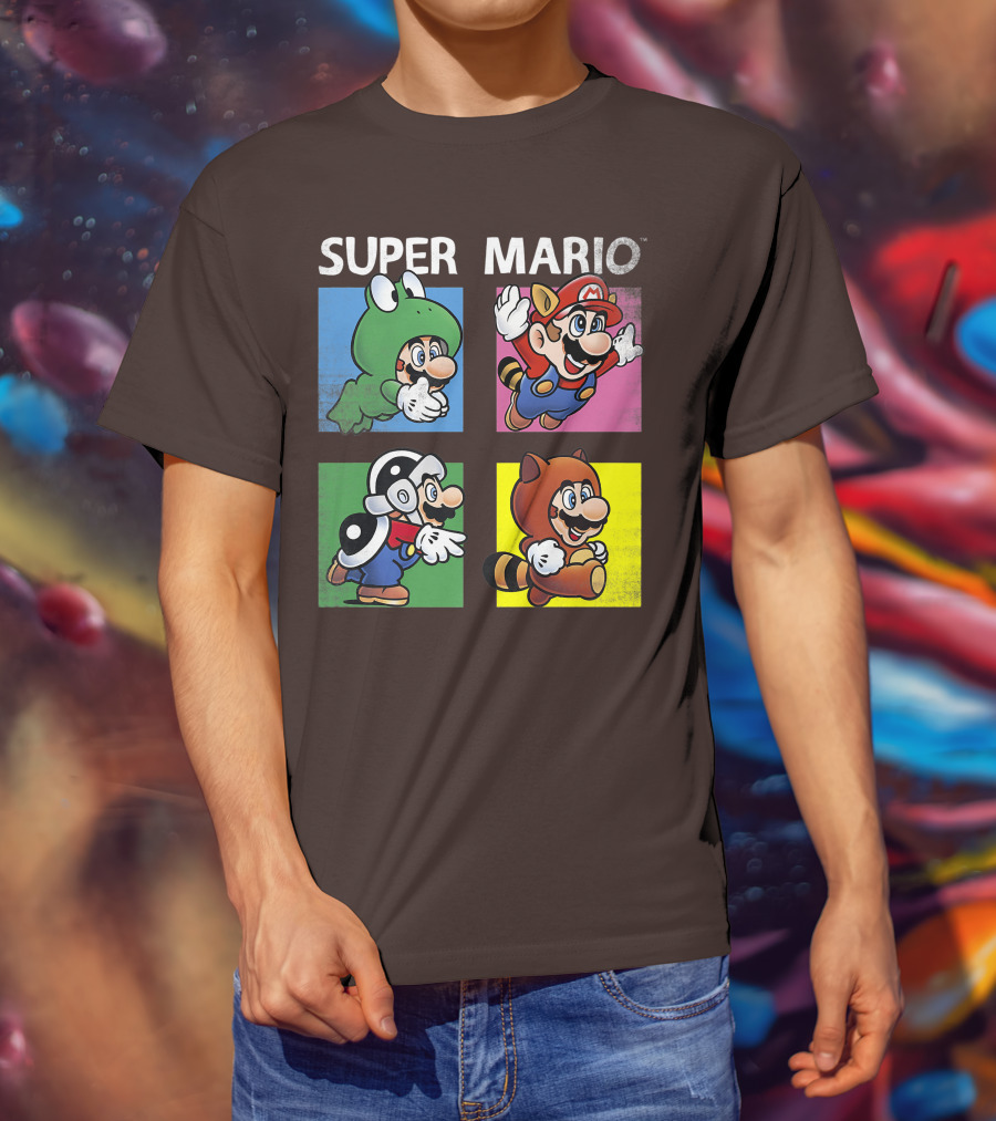 Super Mario Frog Tanooki Hammer Raccoon Costumes T-Shirt
