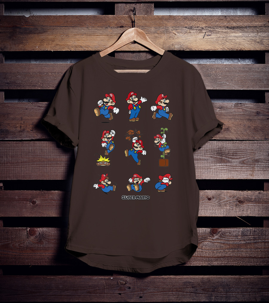 Super Mario All The Moves Funny Action Series T-Shirt