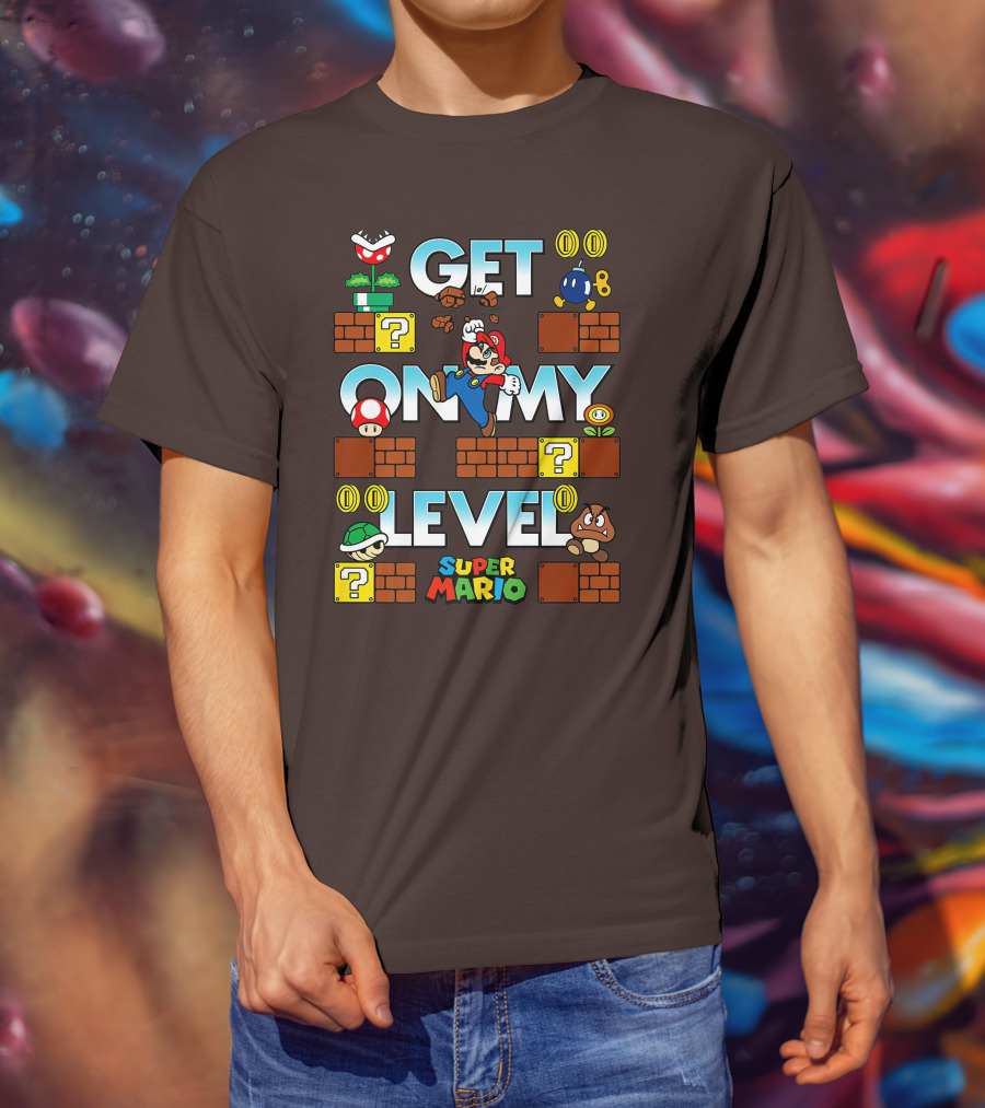 Super Mario Get On My Level With Iconic Game Characters T-Shirt