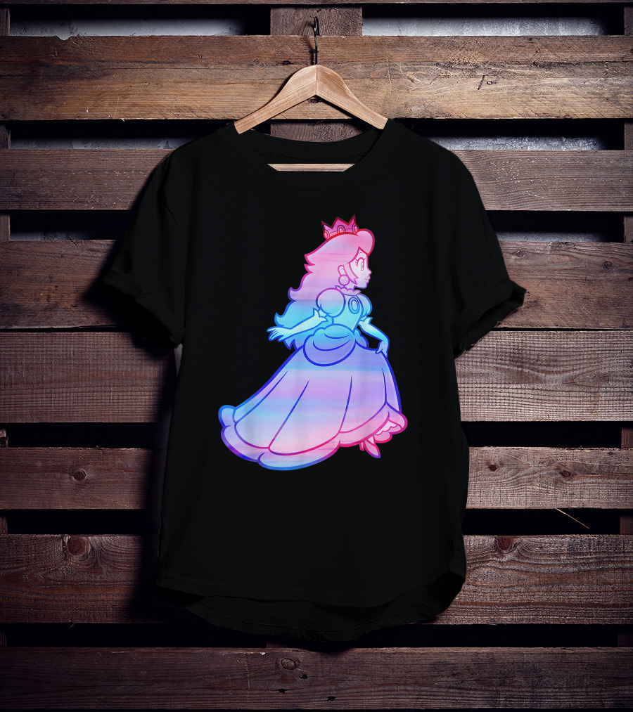 Super Mario Princess Peach Neon Gradient T-Shirt