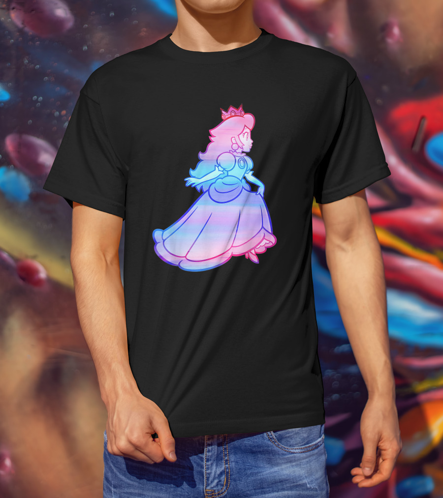 Super Mario Princess Peach Neon Gradient T-Shirt