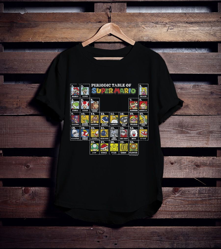 Periodic Table Of Super Mario Characters And Items T-Shirt