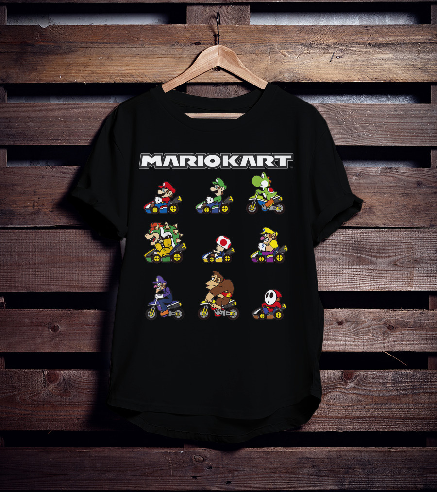 Mario Kart Characters On Bikes Grid T-Shirt