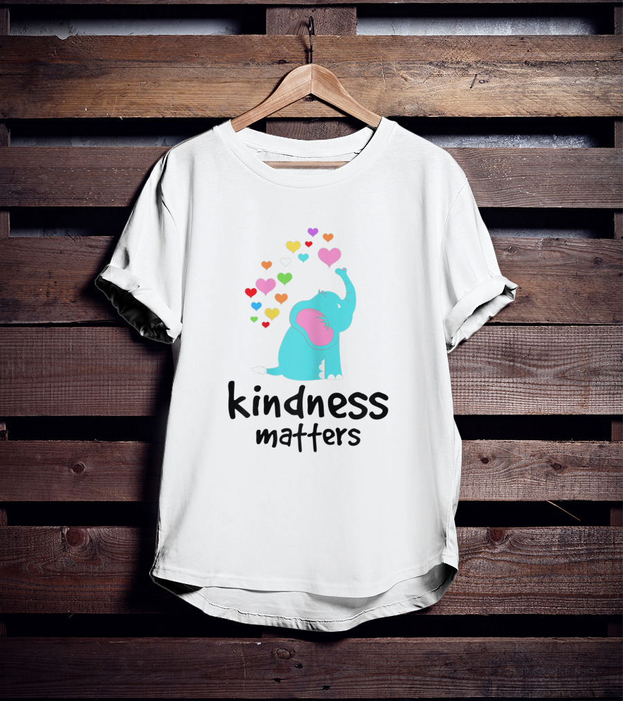 Kindness Matters Rainbow Hearts Elephant Teacher T-Shirt