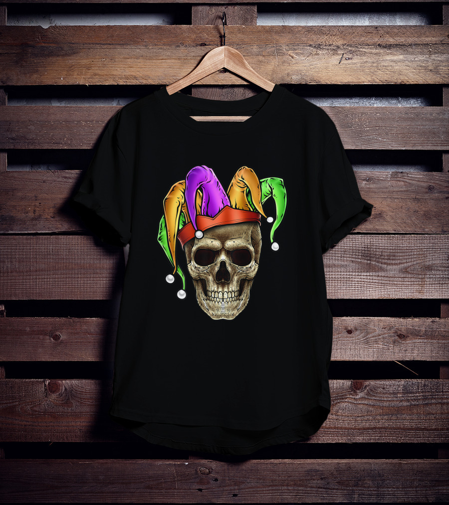 Mardi Gras Skull Jester Joker Louisiana Cajun T-Shirt