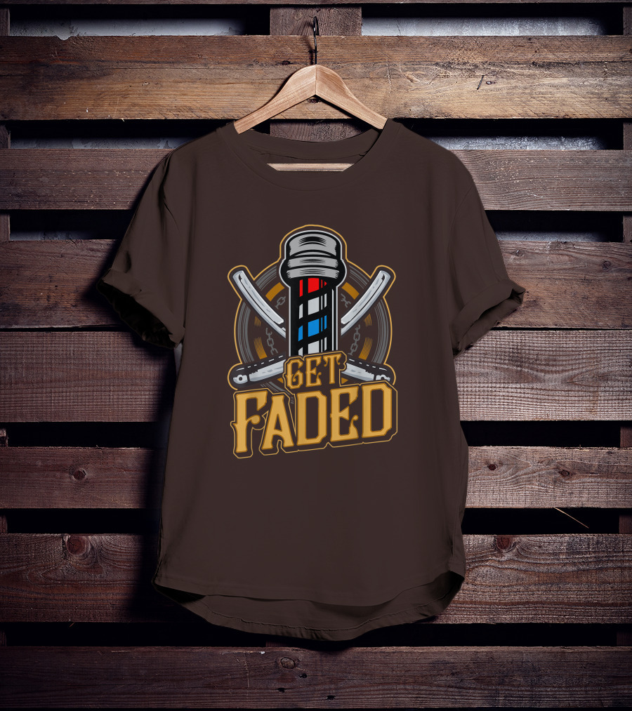 Get Faded Barber Pole Straight Razor T-Shirt