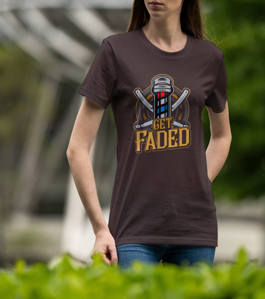Get Faded Barber Pole Straight Razor T-Shirt