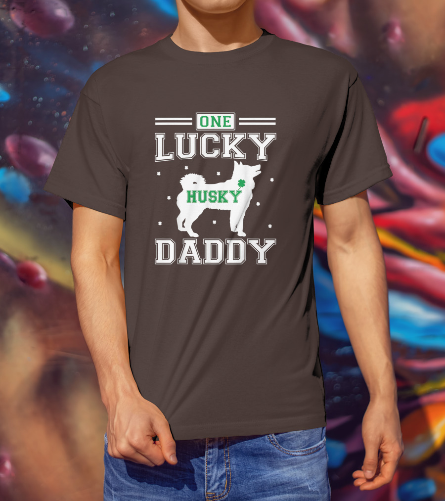 One Lucky Husky Daddy St Patricks Day T-Shirt