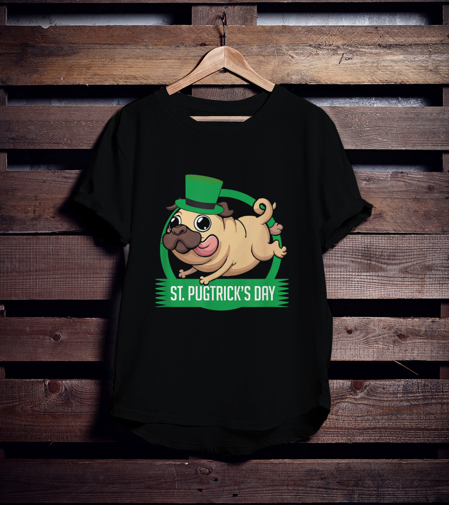 St. Pugtrick's Day Funny Dog With Green Hat T-Shirt