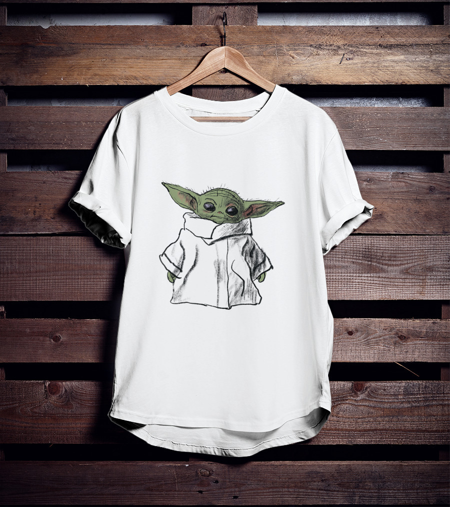 Star Wars The Mandalorian The Child Grogu In Cute Black Robe T-Shirt