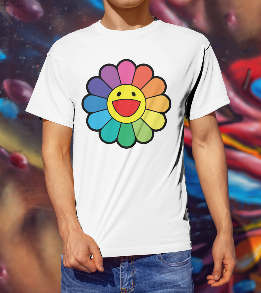 Takashi Murakami Smiling Flower Rainbow Colors T-Shirt