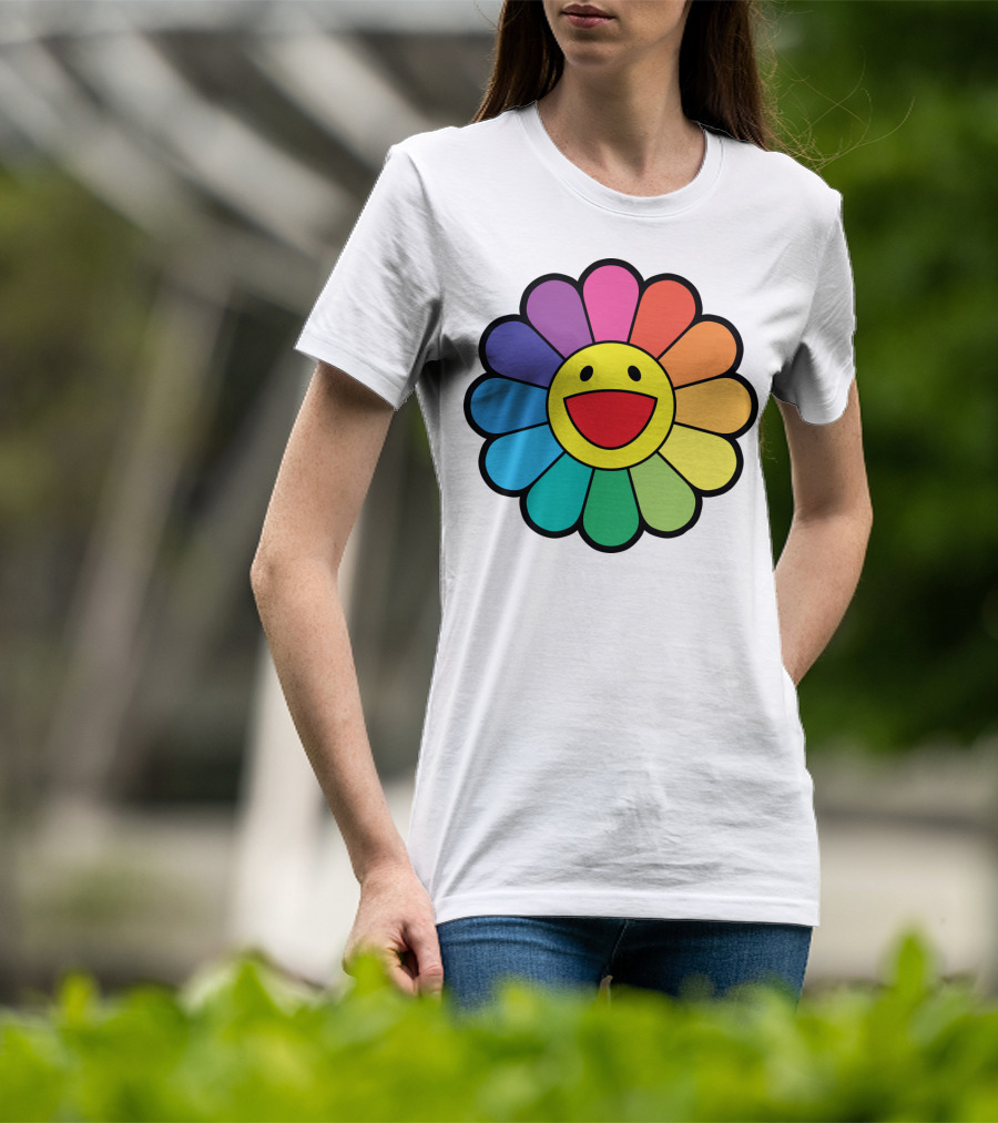 Takashi Murakami Smiling Flower Rainbow Colors T-Shirt