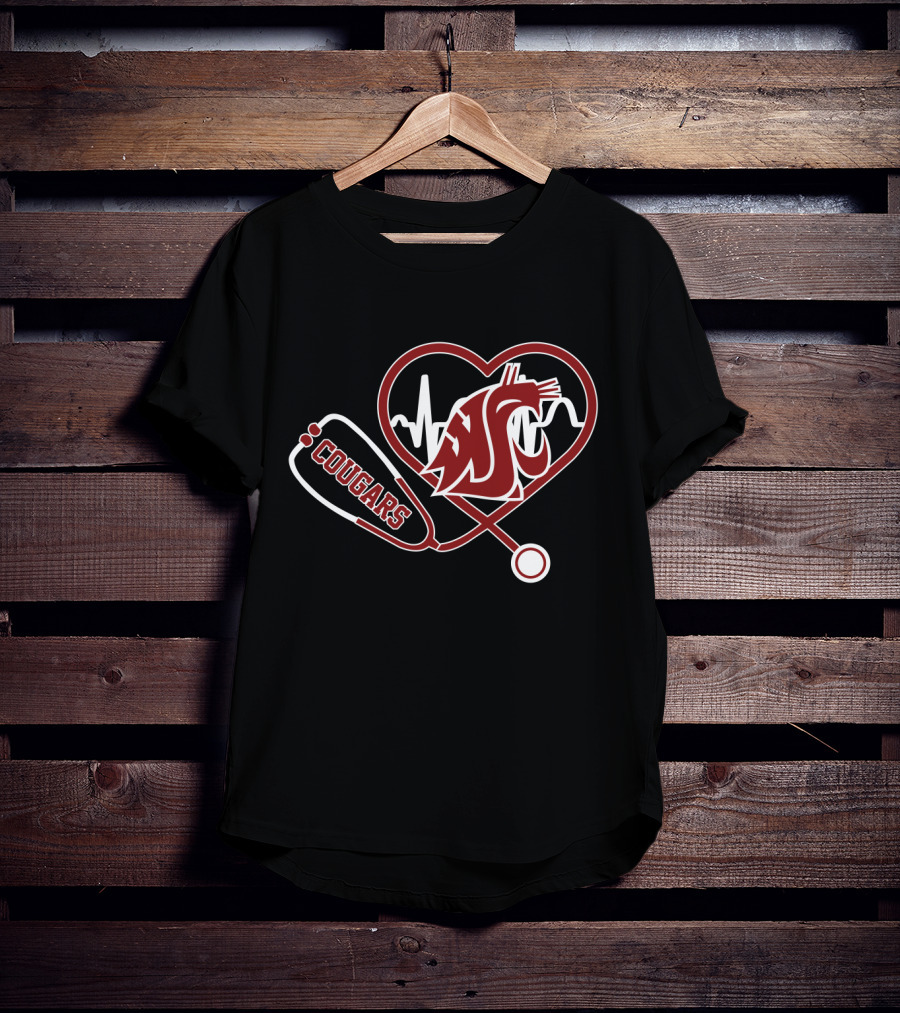 Cougars Washington State Heartbeat Stethoscope T-Shirt