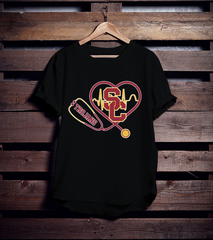 USC Trojans Heartbeat Stethoscope T-Shirt