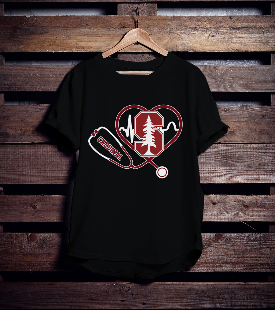 Stanford Cardinal Medical Stethoscope Heartbeat T-Shirt