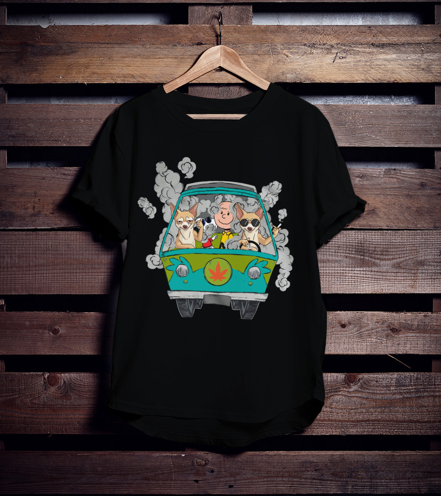 Chihuahua Ds0 Charlie Brown Driving Green Van Smoke T-Shirt