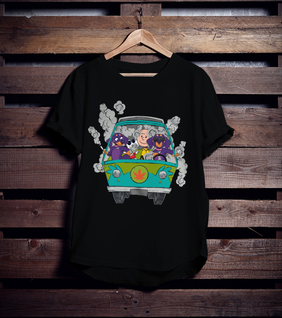 Dachshund Ds0 Smoke Van Adventure With Iconic Cartoon Characters T-Shirt