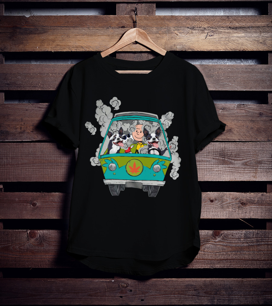 Boston Terrier Smoking Van Adventure T-Shirt