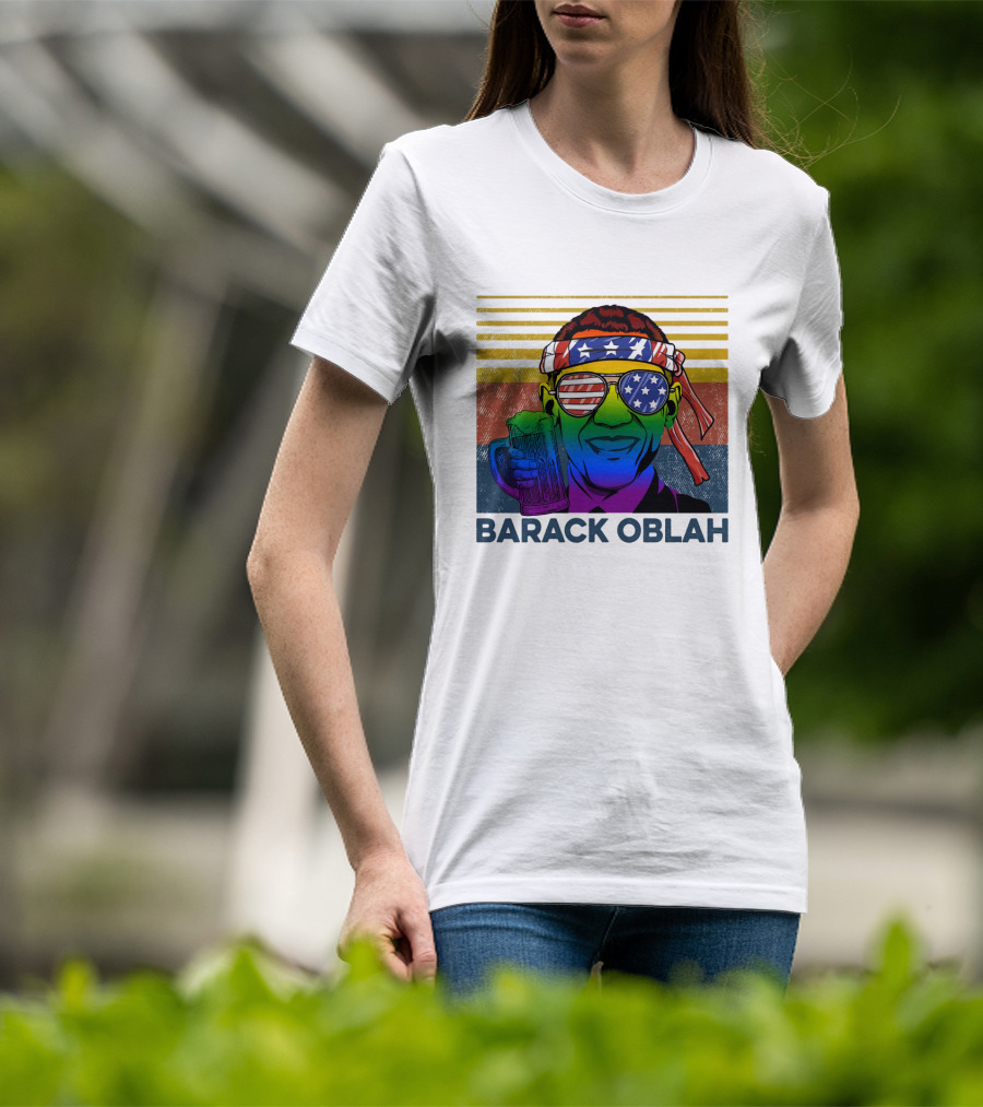 Barack Oblah Patriotic Headband Rainbow Sunglasses Beer Mug T-Shirt