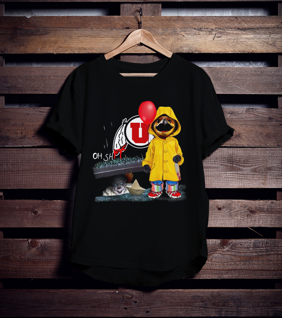 Utah Utes Oh Shh Pennywise Yellow Raincoat Red Balloon T-Shirt
